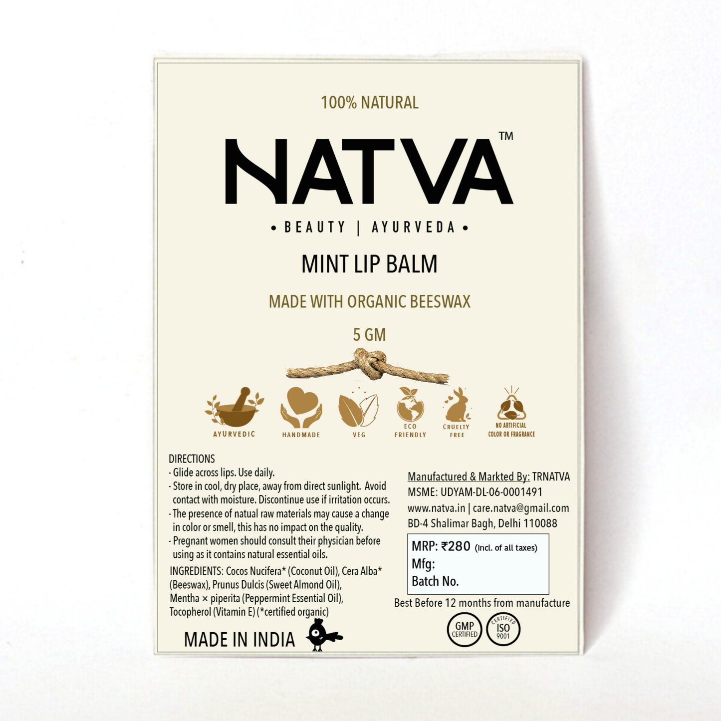 Beeswax Lip Balm - Mint